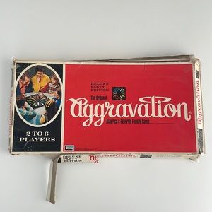 [ Vintage Retro 1970s Board Game Pieces - 70s Family Night - Aggravation Box ]